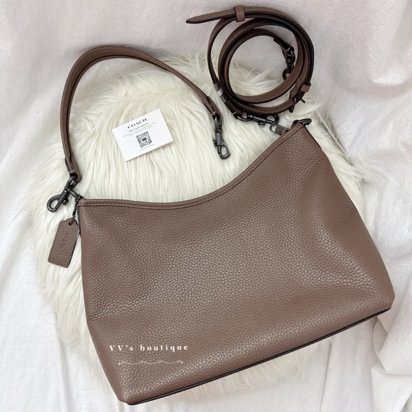 NWT Coach Laurel Shoulder Bag Soft Pebble Leather Dark Stone Taupe Brown CR148 - Picture 5 of 13